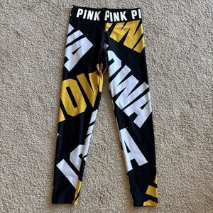 IOWA‎ Hawkeyes Leggings Pink Collegiate tailgate Pants Medium Victoria's Secret